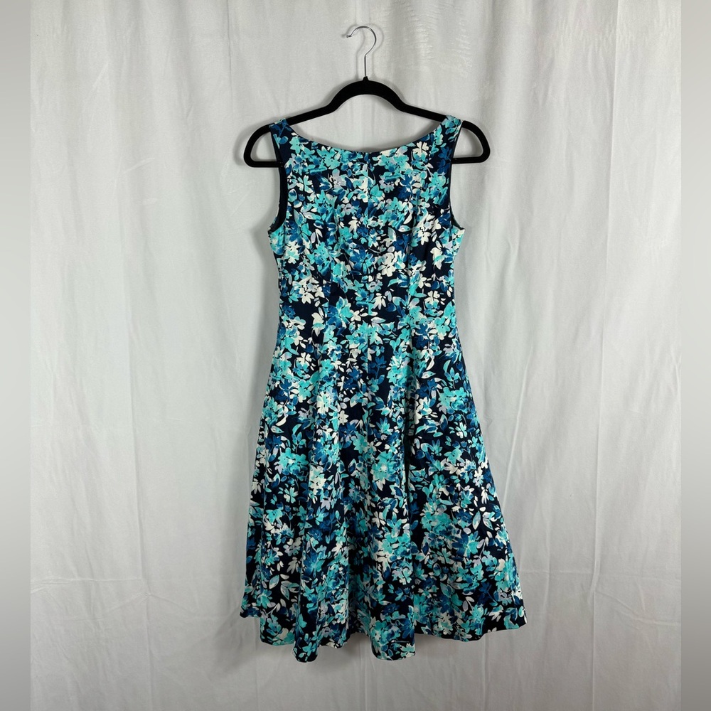 Maggy London Blossom Bunch Fit & Flare Blue Floral Dress